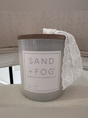 Tahitian Vanilla Scented Candle - Sand + Fog Shabby Chic Ribbon NWT